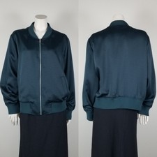 Universal Standard Satin Carmen Bomber Jacket Deep Sea Green Size S (14-16)