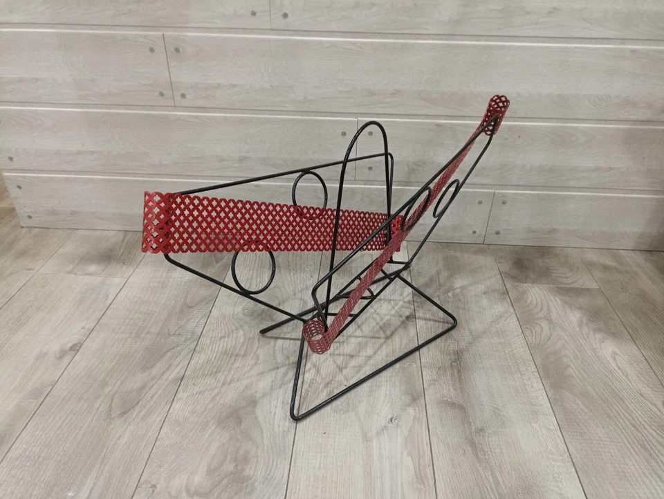 Porte Revues Papillon Vintage Tôle Rouge  Rigitule Perforée Années 50 Rockabilly - Photo 3/4