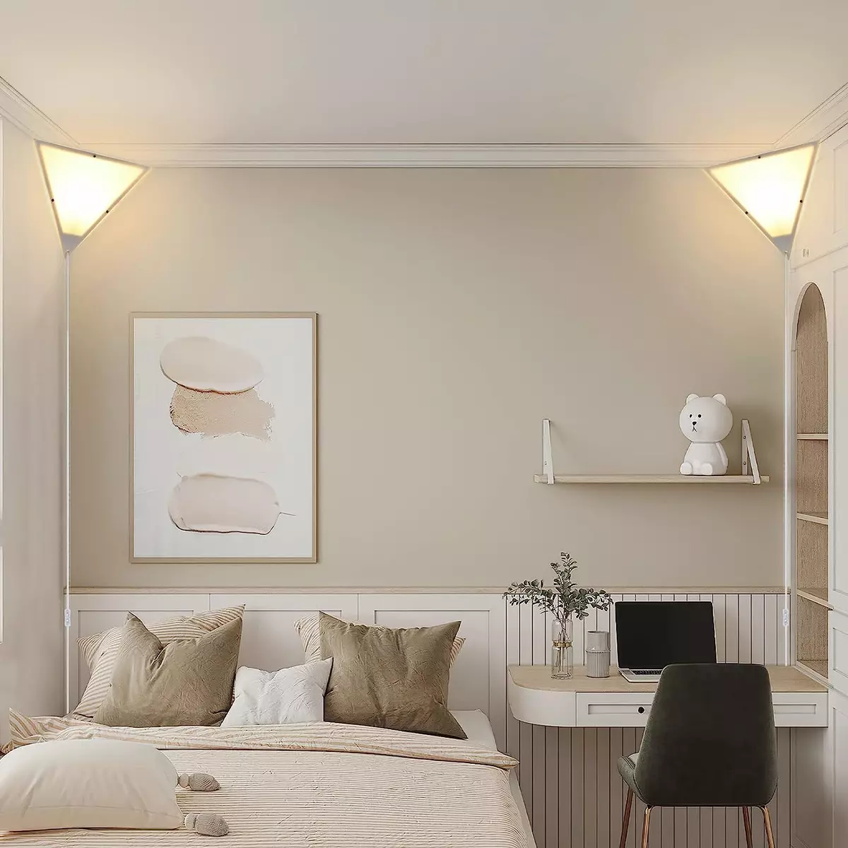 Corner Lights for Living Room Modern Ceiling Light White 2 Pack