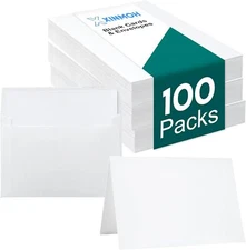 100 Pack White Blank Cards and Envelopes 4x6 Note Greeting Cards and Envelopes