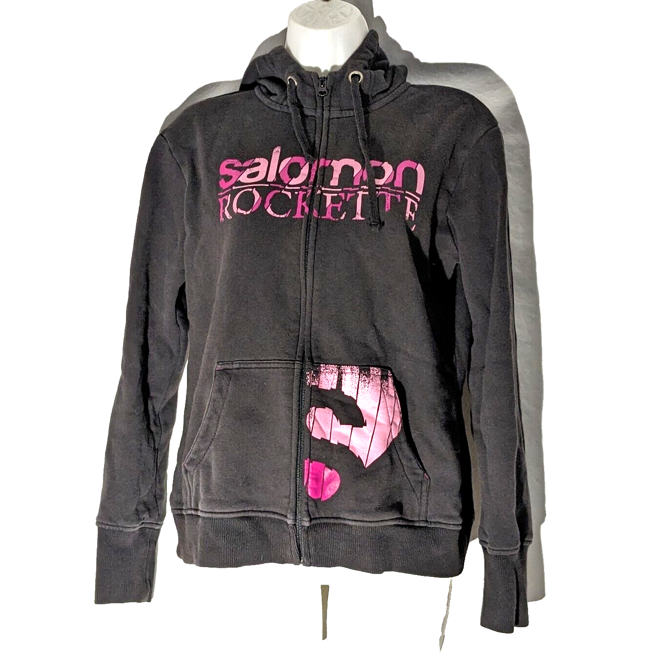 Felpa con cappuccio da allenamento sci Salomon Rockette sci cerniera intera donna media nero rosa