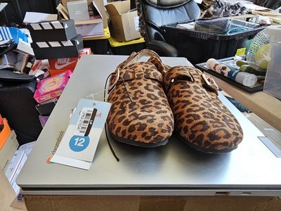 Cat & Jack Girls Leopard Print Buckle Flat Shoes Brown Black Size 12