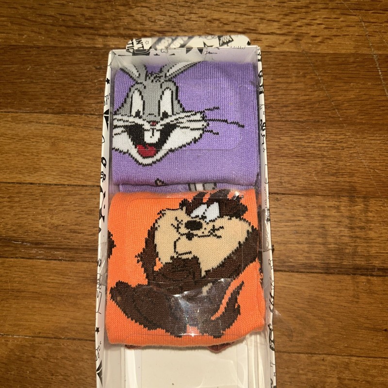 Looney Tunes Bugs Bunny, Tasmanian Devil- 2 Pair Crew Socks