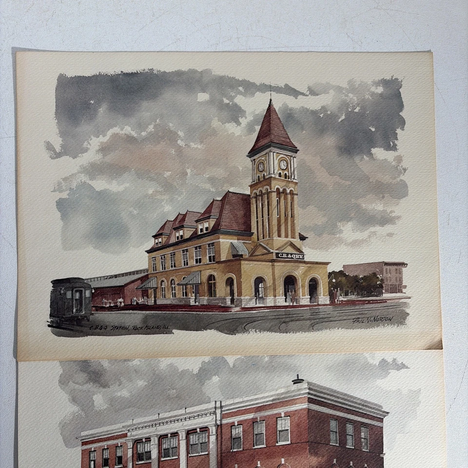 2 estaciones de tren CB&Q de colección de Paul N. Norton impresiones artísticas Milwaukee Depot Foto 2 de 4