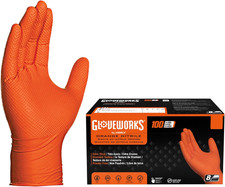 HD Orange Nitrile Disposable Gloves 8 Mil Raised Diamond Texture, 100