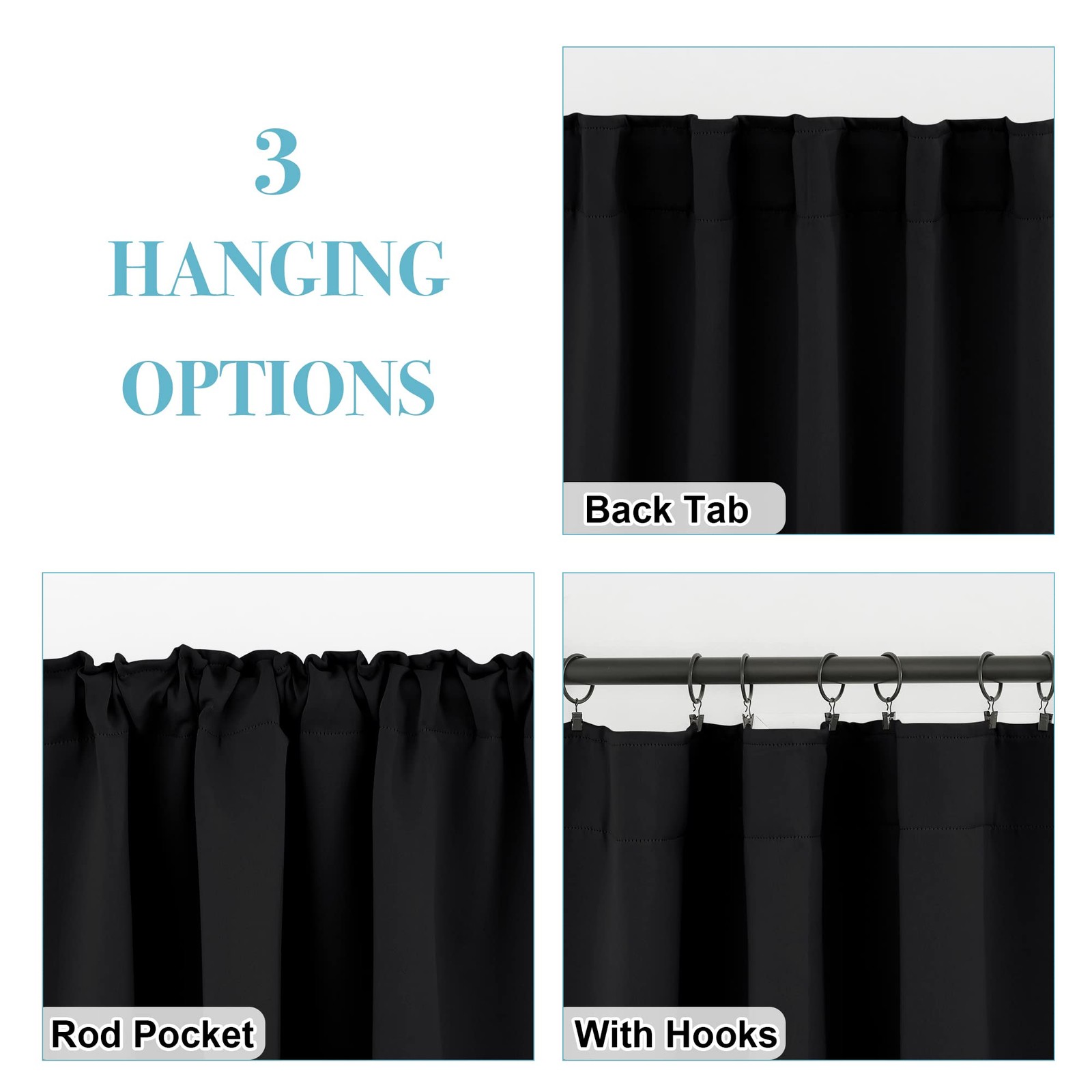 RYB HOME Short Bedroom Blackout Curtains - Small Window Treatment Set Energy ...