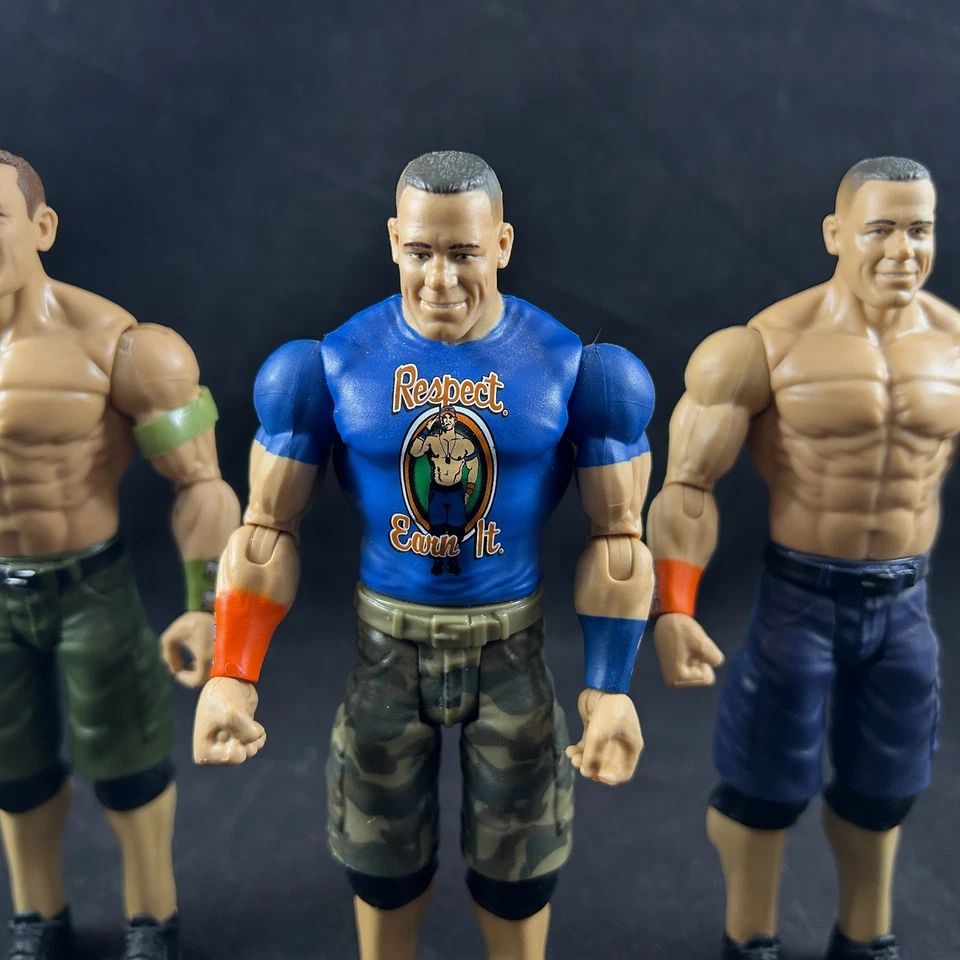 LOTE DE 3 FIGURAS DE ACCIÓN DE JUGUETE JOHN CENA WWE MATTEL - SERIE BÁSICA 82 85 NUNCA TE RINDAS Foto 2 de 4