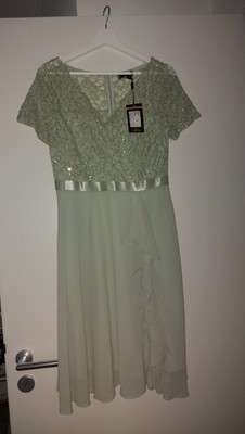 V-Ausschnitt Abendkleid grün Glitzer Spitze Gr. L/40 Damen Neu Mit Etikett