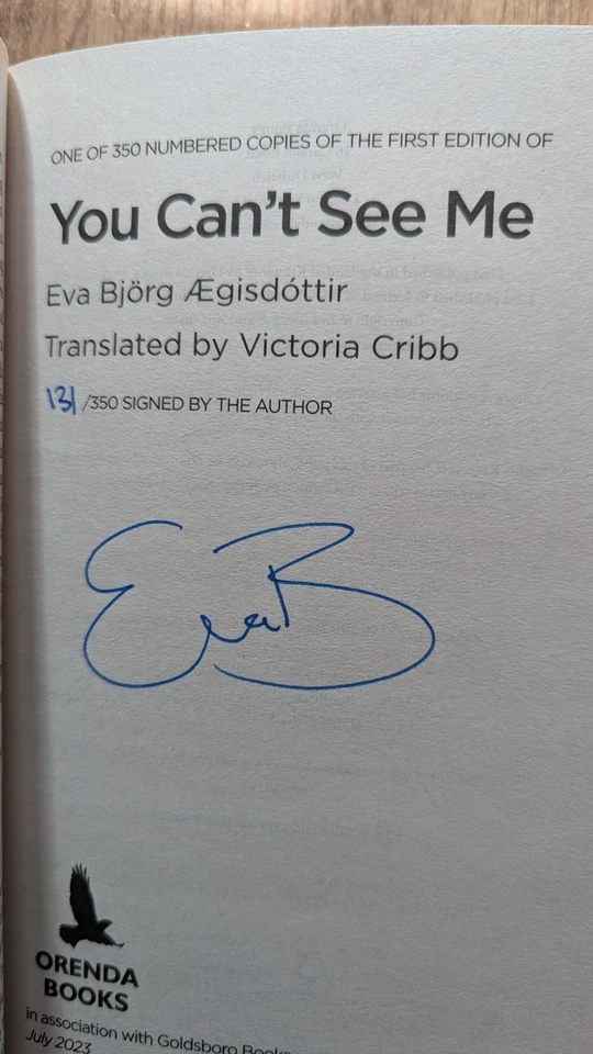 Eva Bjorg Aegisdottir Signed+Num 1st Ed Books – Night Shadows & You Can't See Me - Image 3 of 4