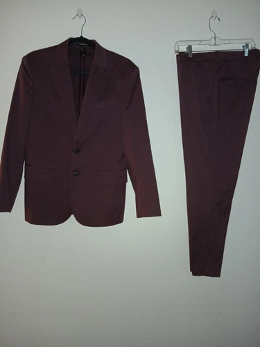 EXPRESS Mens EXTRA SLIM 2pc Suit Light Burgundy Size 38S Jacket Pant 32x30