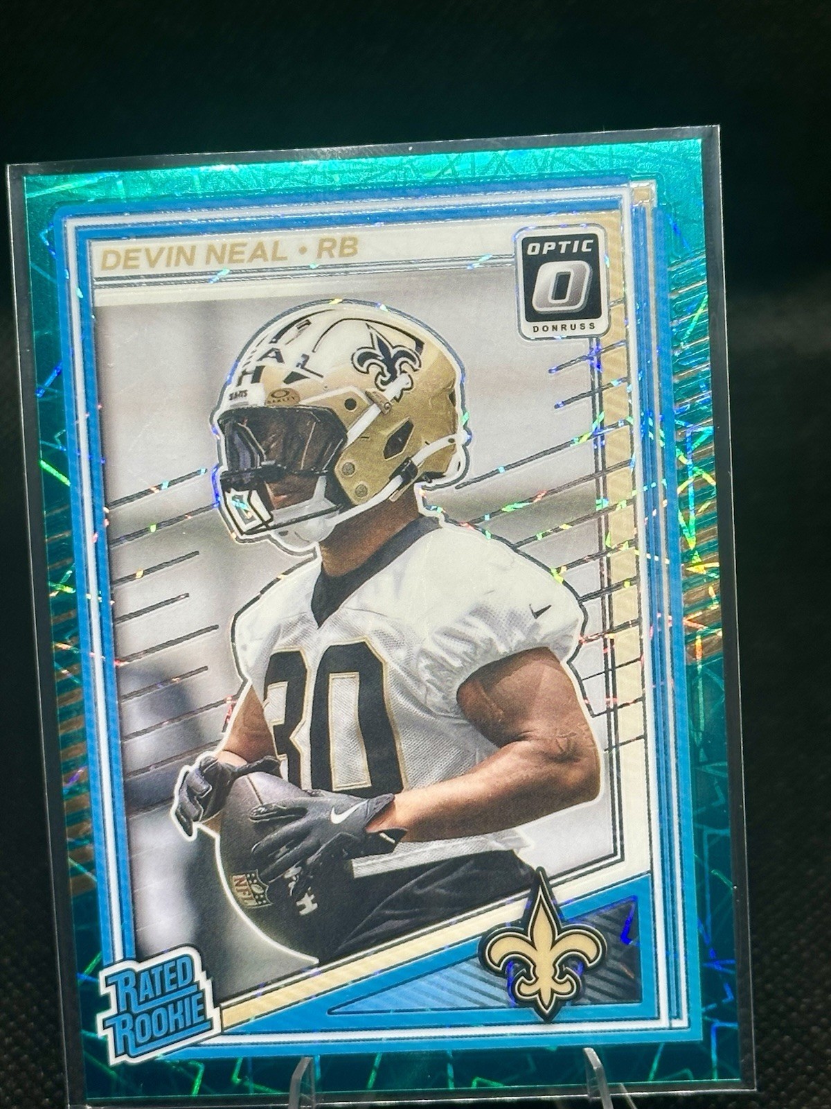 2025 Panini Donruss Optic Devin Neal New Orleans Saints Teal Velocity # 282