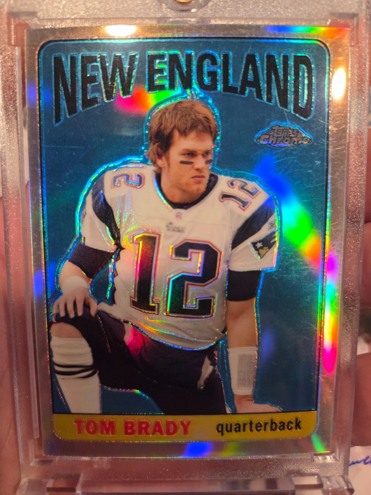 2005 Topps Chrome Football Throwbacks Patriots Tom Brady #TB10 Refractor /100