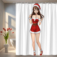Christmas Shower Curtain with Cute Santa Design