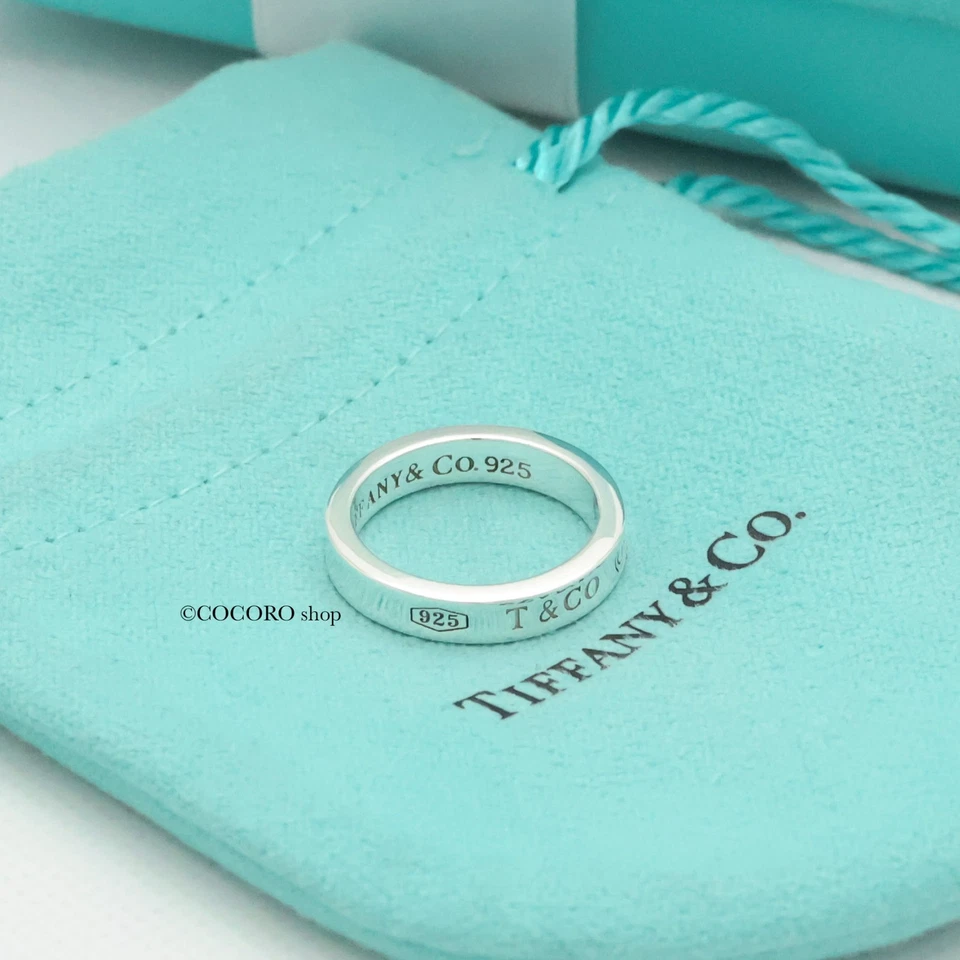 Authentic Tiffany & Co. 1837 Narrow Band Concave Ring size 4.75-5 Silver w/Pouch - Image 2 of 4