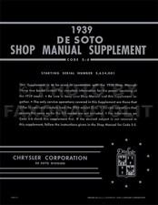 1939 DeSoto Shop Manual Supplement 39 De Soto Repair Service Book S6