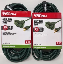 25' 3 Outlet Outdoor Extension Cord 16/3 SJTW ETL 1625w 13a 125V Lot Of 2 