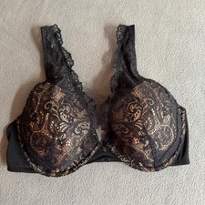 Thirdlove 24/7 Lace Contour Plunge Bra 34D Black Tan
