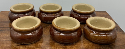 England Pearsons Chesterfield Stoneware 6 butter crocks salt cellars pinch pots