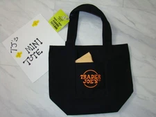 New Trader Joe's Halloween Black  Orange Mini Canvas Reusable Tote Bag