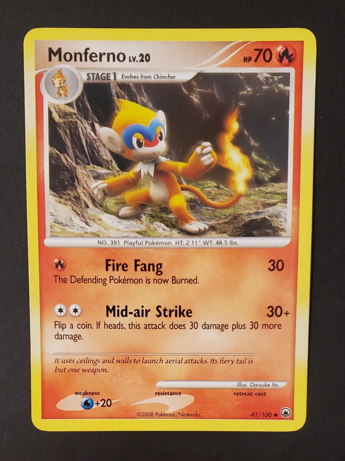 Monferno 41/100 Pokémon Card 2008 Pokemon LP Lightly Played