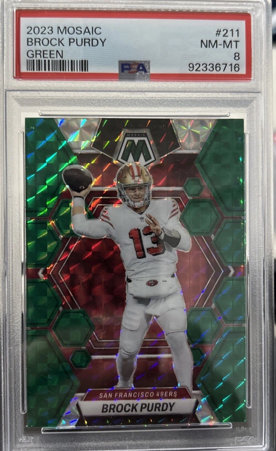 2023 Panini Mosaic - Brock Purdy #211 Green Mosaic Prizm