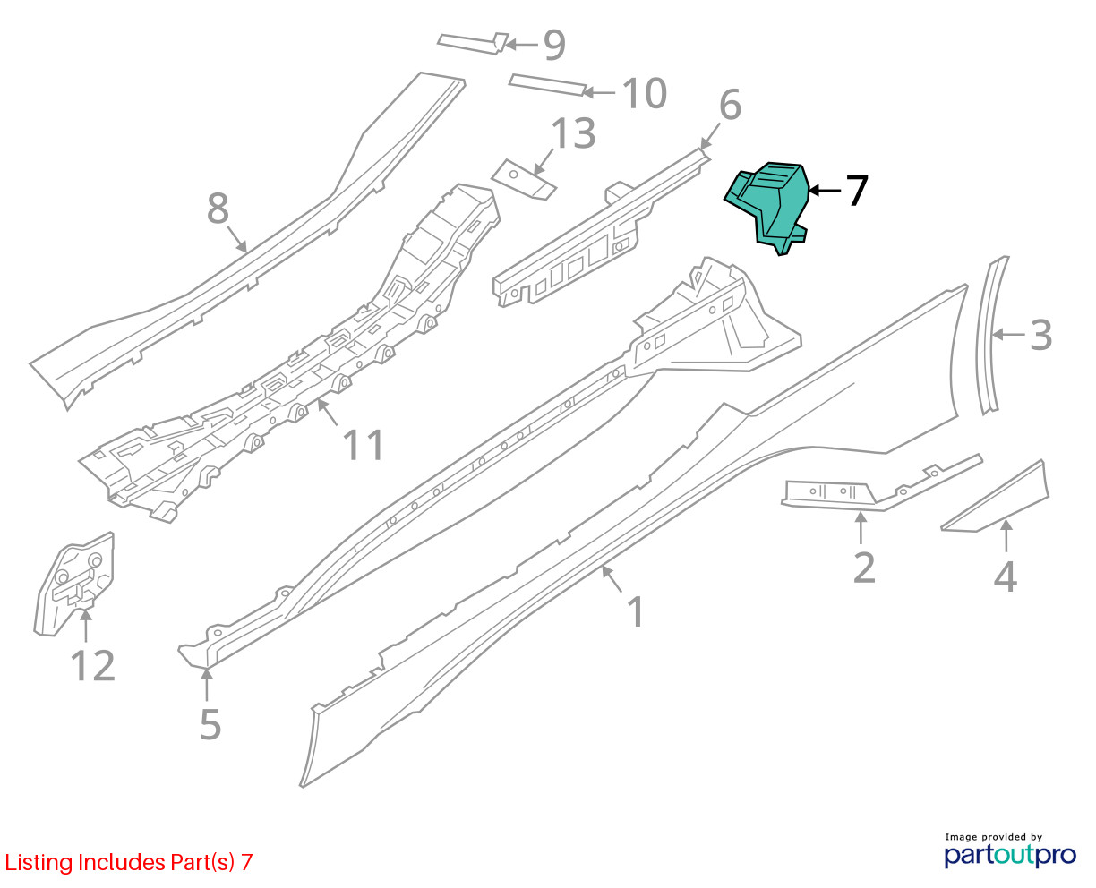 2014-2020 BMW i8 I12 Rear Left Roker Molding Air Duct Trim 7353267 OEM