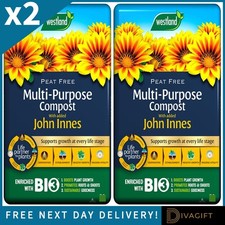 2 x 25L WESTLAND MULTI PURPOSE COMPOST PEAT FREE SOIL WITH JOHN INNES 50L TOTAL 0.28 per litre
