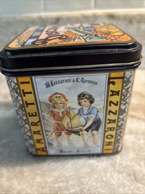 Vintage 1982 Crabtree & Evelyn Tin Biscuit Box Lazzaroni Amaretti Empty