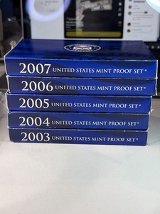 LOT of 5 Full Proof Sets: 2003, 2004, 2005, 2006 & 2007 S U.S. ORIGINAL COA