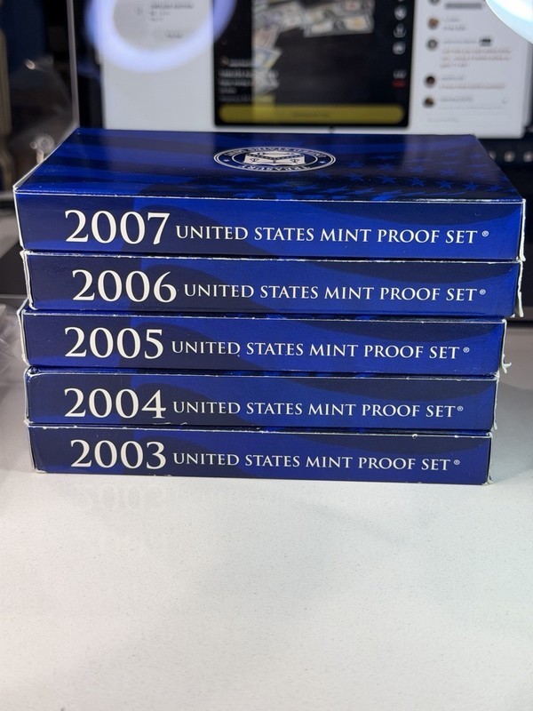 LOT of 5 Full Proof Sets: 2003, 2004, 2005, 2006 & 2007 S U.S. ORIGINAL COA