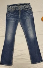 Silver Jeans Co Womens Suki Mid Straight 32x32 Western Glove