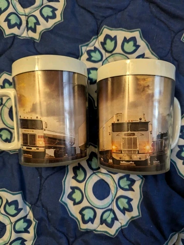Vintage Thermo Serv Semi Truck Mugs