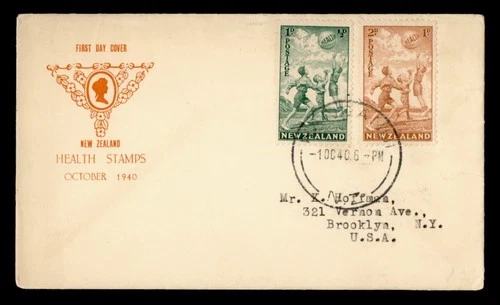 DR WHO 1940 NEW ZEALAND FDC HEALTH STAMP SEMI POST COMBO WANGANUI M71501