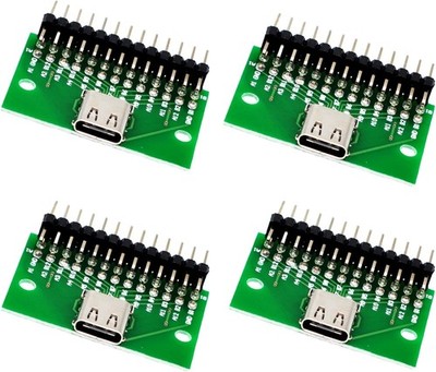 4PCS USB Type C Female Test Socket Breakout Board 24 Pin PCB Adapter 2.54mm Pin