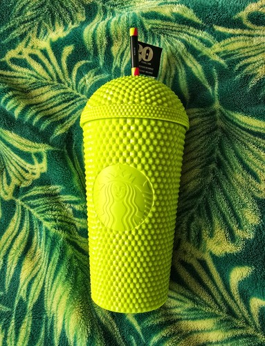 Starbucks 30th Anniversary Neon Green Studded Tumbler Tasse 24oz - Limited Edition