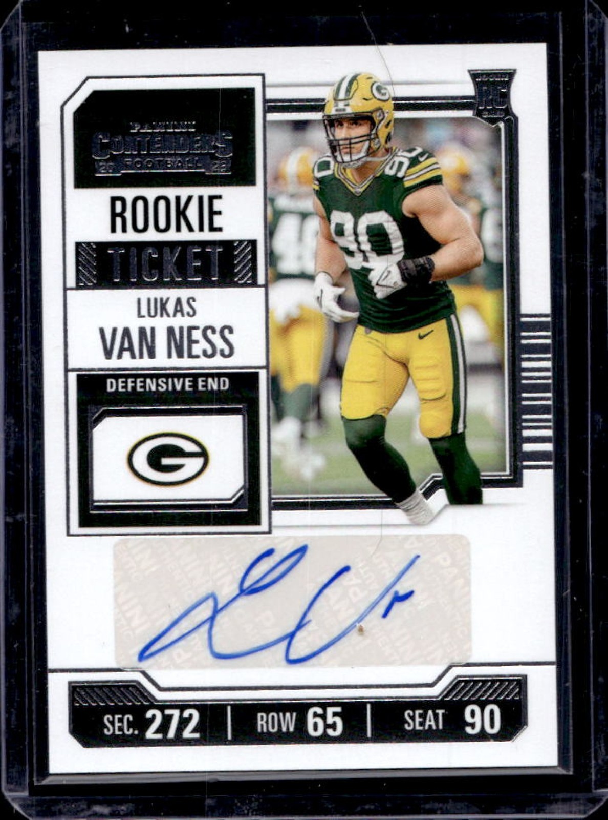 2023 Contenders Lukas Van Ness Auto RC Rookie Ticket #250 Packers