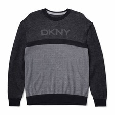 DKNY Men  s Black Gray Pullover Crew Neck Sweater XL / TG Colorblock
