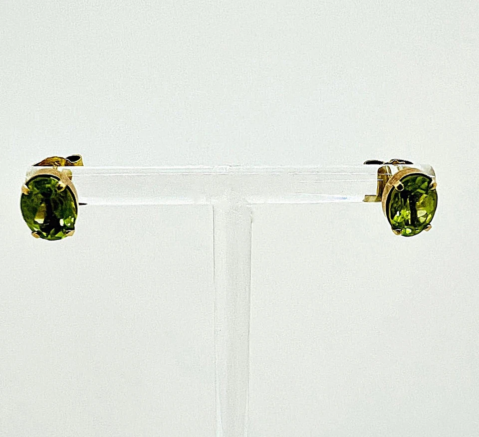 Minimalistische Peridot Ohrringe 333 Gold 0,8ct Gold Studs Gemstone Earrings - Bild 3 von 4