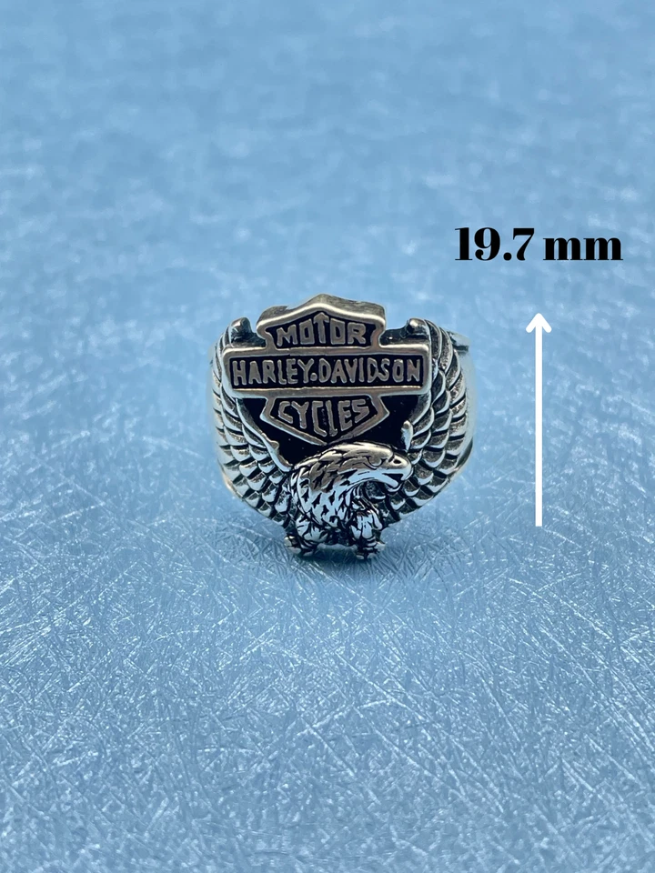 925 Sterling Silver Harley Davidson Eagle Design Ring, Handmade Motorcyle Gift - Image 4 of 4