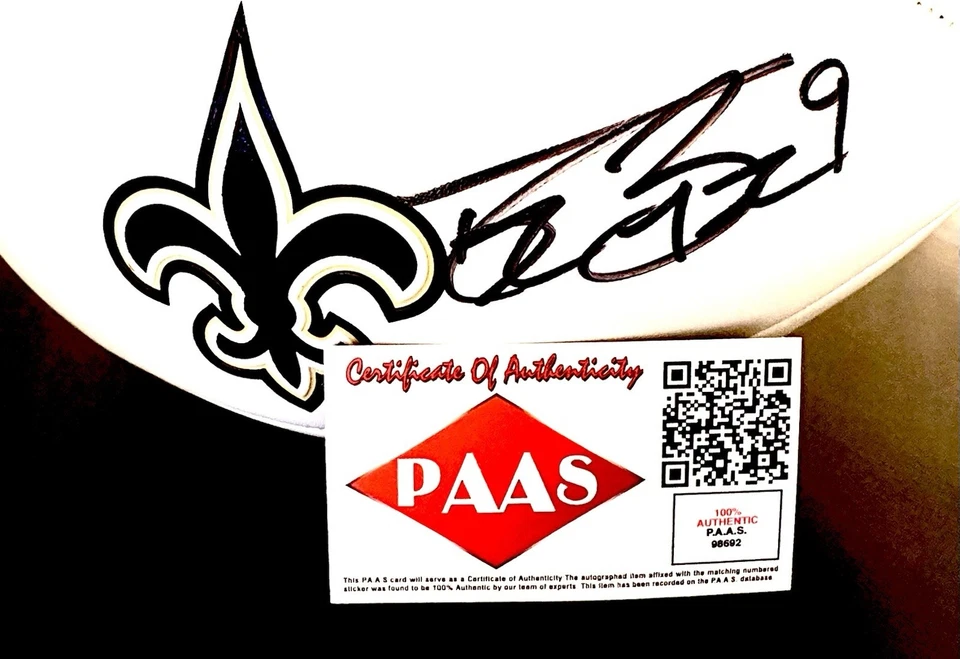 🏈Полноразмерный футбольный логотип с автографом Drew Brees New Orleans Saints с сертификатом подлинности - Изображение 4 из 4