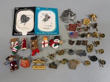 39 Piece Lot of Lapel/Hat Pin Backs Mixed Sizes Themes Vintage Cool Lot