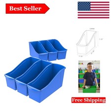 Sturdy 6-Pack Large Interlocking Plastic Book Bins - Blue