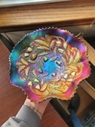 Pretty Purple Northwood Carnival Glass Wild Strawberry Ruffled Large 10 1/8"Bowl