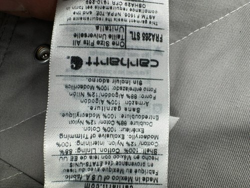 Carhartt Hood Gray One Size FR Force Duck FRA265 Snap On Fire Resistant Canvas - Picture 4 of 9