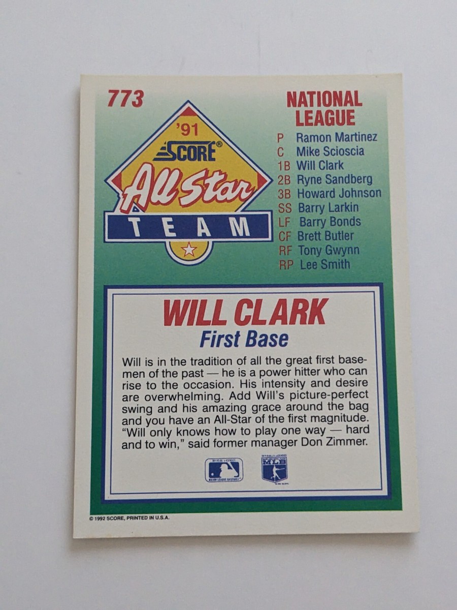 1992 Score All-Star Big Head Cartoon Baseball - #773 Will Clark | eBay