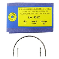 C.S. Osborne Pack Of 12 Curved Needles Extra Light #501X Size 2-1/2" Made In USA