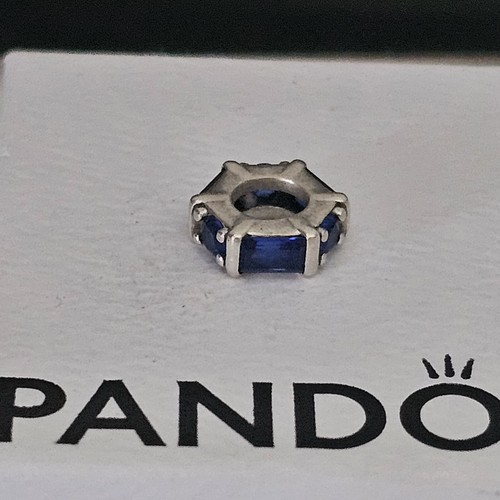 Pandora Sea Blue Ice Sculpture Silver Spacer Charm 797529 Free Post - Picture 5 of 19