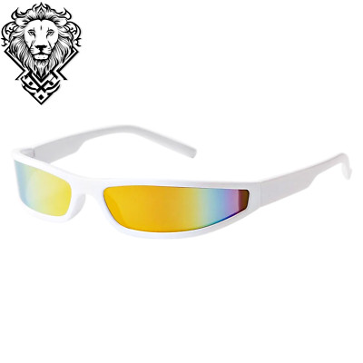 White Gradient Sunglasses Mens Sports Y2K UV400 Mirrored Narrow Eyewear