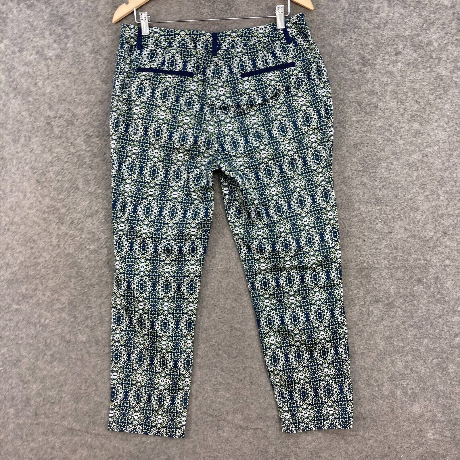 Jacqui E Pants Womens 12 Multicolour Straight Leg Pockets Cotton J16524