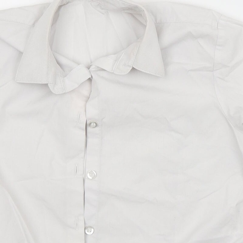 George Girls White Polyester Blend Basic Button-Up Size 9-10 Years Collared image 7